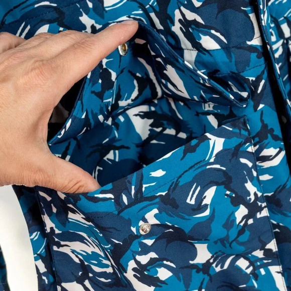 Orlebar Brown Sutherland Camo water wind resistant Field Jacket Lake Blue | Med - Picture 6 of 15
